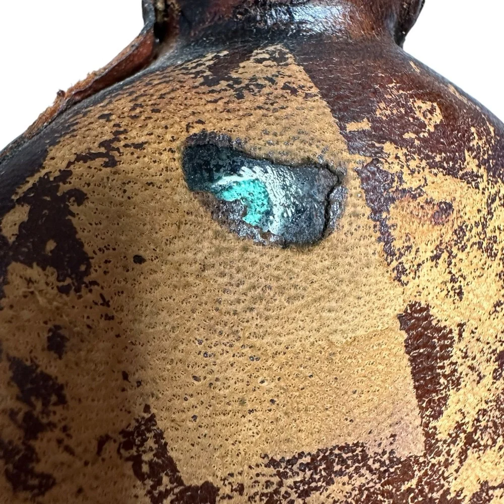 Antique Vintage Italian Leather Flask Bottle Decanter